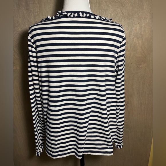 Boden Ruffle Cuff & Collar Long Sleeve Breton Tee L - Picture 4 of 9